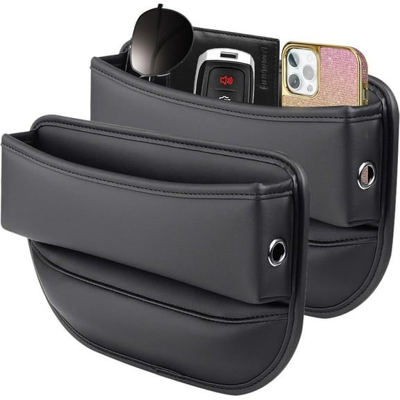 DEXIMRO 2 Pcs Car Seat Gap Filler Organizer and Storages Automotive Accessories Universal for Car SUV Truck Fill The Gap Between Seat and Console Stop Things from Dropping Black