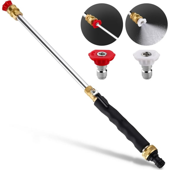 DEXIMRO 2025 Upgraded Jet Nozzle Power Washer for Garden Hose, Includes 2 High-Pressure Nozzles and Quick Connectors | Hydro Jet High Pressure Washer Tools for Gutter Patio Car Pet Window (Black)