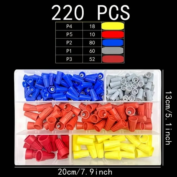 DEXIMRO 220 PCS Wire Connectors, Insulating Insert Twist Electrical Wire Connectors with Spring, Portable Wire Caps for Quick Connection, Colorful Wire Caps Electrical