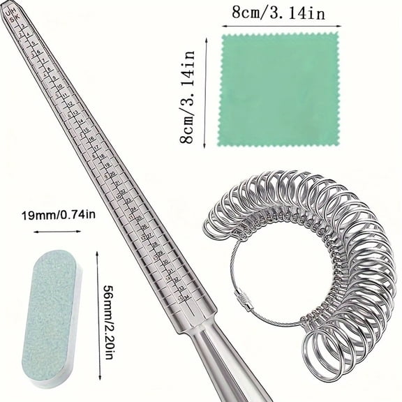 DEXIMRO 4 Pcs Ring Size Measuring Tool Set Metal Ring Gauges for Ring Measuring, Integrated Tapered Solid Ring Mandrel Measuring Tool for Ring Repair and Sizing, Jewelry Size Measurement