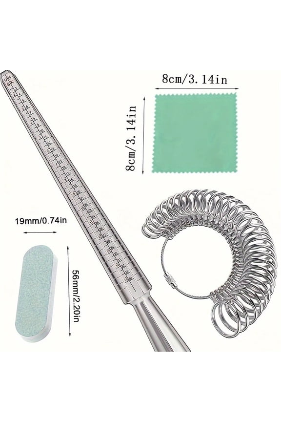 4 Pcs Ring Size Measuring Tool Set Metal Ring Gauges for Ring Measuring, Integrated Tapered Solid Ring Mandrel Measuring Tool for Ring Repair and Sizing, Jewelry Size Measurement