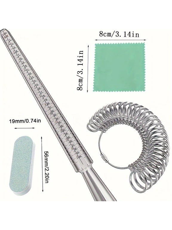 4 Pcs Ring Size Measuring Tool Set Metal Ring Gauges for Ring Measuring, Integrated Tapered Solid Ring Mandrel Measuring Tool for Ring Repair and Sizing, Jewelry Size Measurement