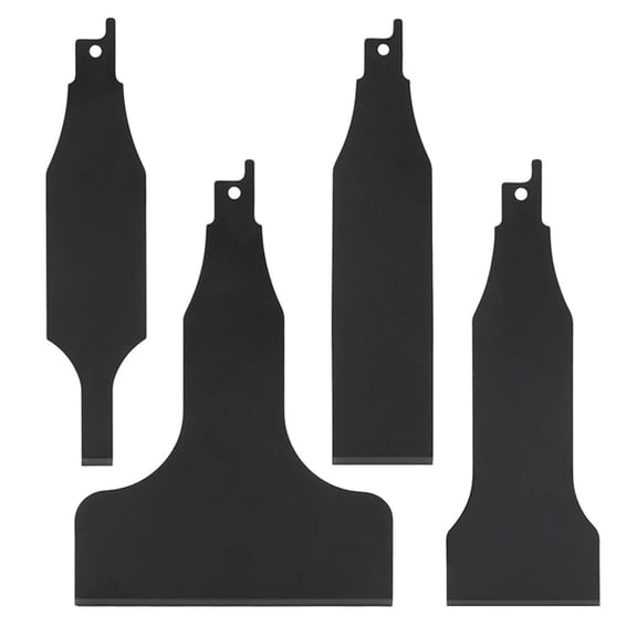 DEXIMRO 4PCS Reciprocating Saw Scraper Blade, High Carbon Steel Tile Cleaning Tools for Removing Tile Grout Glue Gaps Adhesives, Wall Cleaning, Metal derusting (Black)