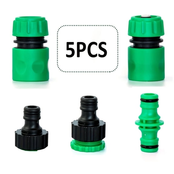 DEXIMRO 5-Piece Quick Connect Hose Fittings: Garden Hose Quick Connect Kit for 3/4 Inch or 1/2 Inch Hose - Quickly Connect Garden Hoses, Sprinklers, Spray Nozzles, and Accessories