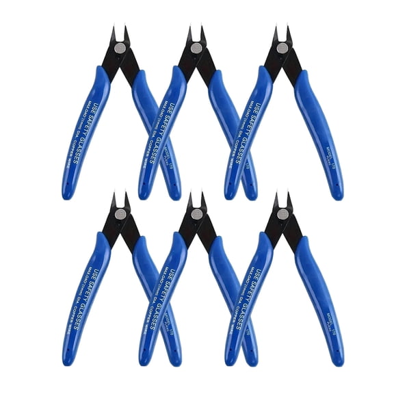 DEXIMRO 6 Pack Wire Cutters, 6 Inch Precision Flush Cutters, Spring Loaded Side Cutting Pliers, Sharp Diagonal Cutters for Crafts, Jewelry Making, Electronics