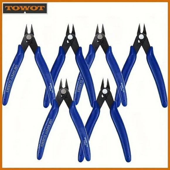 DEXIMRO 6 Pack Wire Cutters, 6 Inch Precision Flush Cutters, Spring Loaded Side Cutting Pliers, Sharp Diagonal Cutters for Crafts, Jewelry Making, Electronics