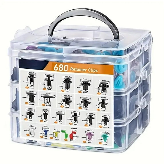 DEXIMRO 680PCS Car Door Trim Panel Clips Kit, Car Retainer Clips Auto Push Pin Rivets Set - 32 Most Popular Sizes and 1 Pcs Fastener Remover Remover for Car