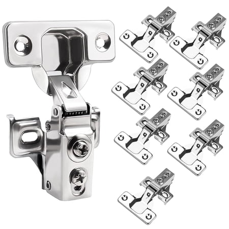 DEXIMRO 7 Pack 1/2 inch Overlay Cabinet Hinges Soft Close Hidden Door Hinge for Kitchen Cabinet Hinges Stainless Steel Adjustable Hinges Satin Nickel Cabinet Hardware