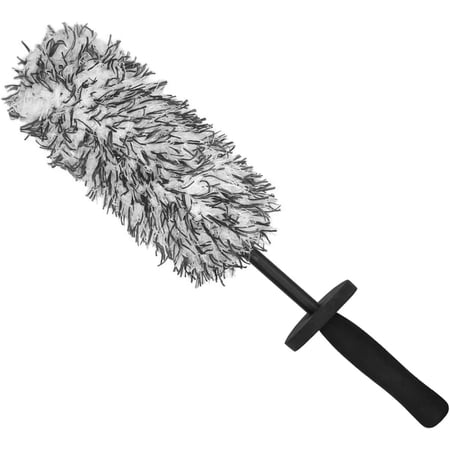 DEXIMRO Car Cleaning Brush Rim Brush Wheel Cleaning Brush, Metal Free Soft Synthetic Wool Car Cleaning Brush, Highly Water Absorption Wheel Brush (Rim Brush Black White)