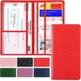 thumbnail image 1 of CCOCC Car Registration and Insurance Holder, PU Leather Glove Box Document Organizer with Magnetic Closure, 6 Clear Pockets Auto Paperwork Wallet, Vehicle Card Holder for Women, Red Car Accessories, 1 of 7
