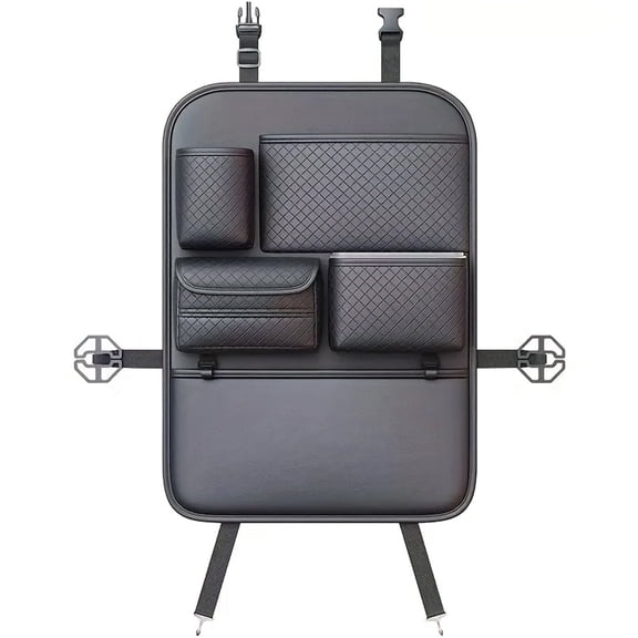 DEXIMRO Car Seat Back Organizer Large Capacity Handbag Holder With Side String Bag Pockets Hanging Carbon Fiber Texture Automobile Storage Bag Behind Seats(Black)