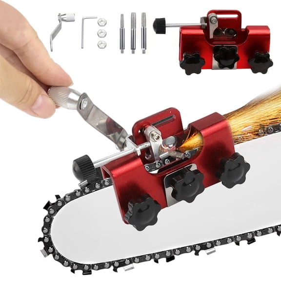 DEXIMRO Chainsaw Sharpener Jig Kit, Portable Chainsaw Sharpening Tool with 4 mm, 5 mm, and 6 mm Grinding Heads , Manual Chain Saw Blade Sharpener Attachment for Chain/Electric Saw, Lumberjack,Worker