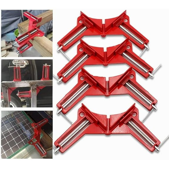 DEXIMRO Corner Clamps for Woodworking, 90 Degree Clamps 4Pcs Corner Clamp Right Angle Clamp Carpenter Square Woodworking Tools for DIY Framing, Shelving, Welding, Fish-tanks, Cabinets