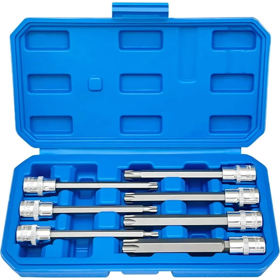 DEXIMRO Extra Long Torx Star Bit Socket Set, Premium Cr-V Steel | 7-Piece Star T25 - T60 Set | 3/8-Inch Drive | Enhanced Storage Case