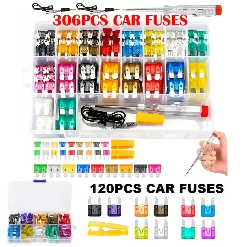 DEXIMRO Fuse Block, 306pcs Fuse Box Holder with Led Indicator Waterproof Cover,  Circuits Panel with Negative Bus for 12V/24V Automotive Car Truck Boat Marine Rv Trailer