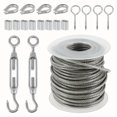 thumbnail image 1 of DEXIMRO Garden Wire Mesh Fence Barbed Wire Roll Kit, 304 Stainless Steel Vinyl Coated Cable Wire Rope, Turnbuckle Tensioner Kit, Light String, Picture Hanging, Outdoor Tent Rope, 1 of 7