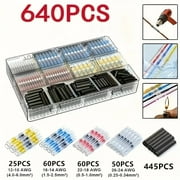 DEXIMRO Heat Shrink Butt Wire Connector Kit, Insulated Waterproof Electrical Wire Crimp Terminals Butt Splice for Marine Automotive (640PCS)