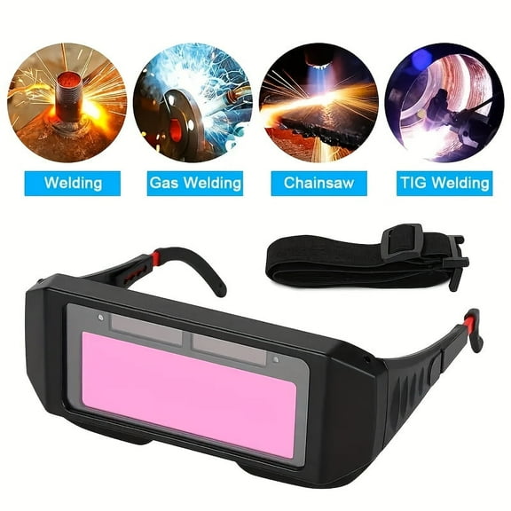 DEXIMRO LCD Welder Glasses Safety Protective Solar Powered Auto Darkening Welding Goggles with Adjustable Shade, 2 Sensors Welder Glasses for TIG MIG MMA Plasma(Purple)