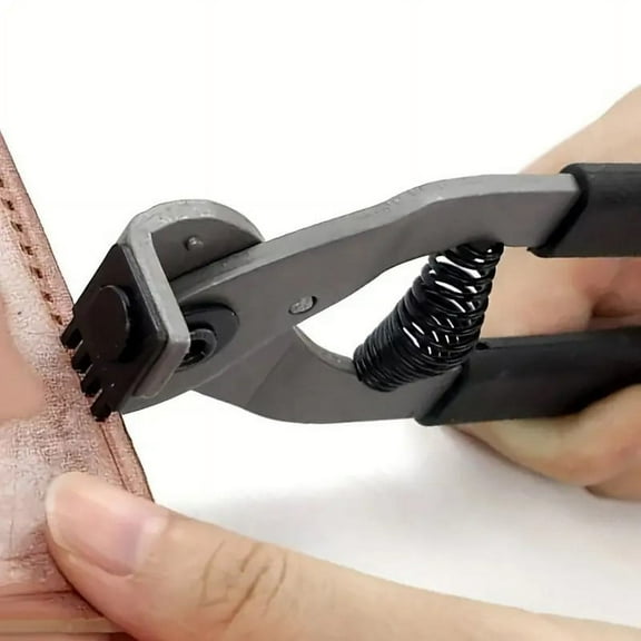DEXIMRO Leather Punch Tool Silent Pliers, 6.7in Handheld Leather Hole Punch Tool with 0.15in Head, DIY Leather Art Craft Hole Punch Stitching Hand Pliers for Belts Straps Saddles Shoes (4mm-4 Teeth)