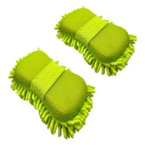 DEXIMRO Microfiber Car Wash Sponge-Non-Scratch Wash Mitt-Two Sided Chenille Microfiber Washing Sponge-Mitt for Cars, Trucks, SUVs, Boats(2 Pack Green)
