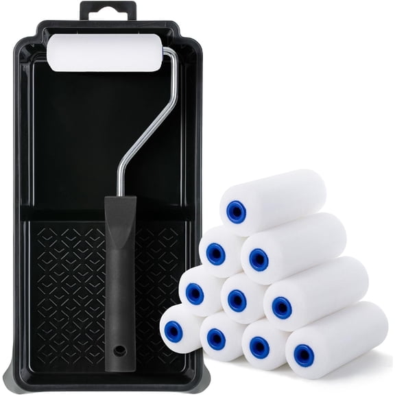 DEXIMRO Microfiber Paint Roller 4 Inch, 12 Pack Small Paint Roller Covers, 10 mm Nap, Mini Paint Roller for Use with All Paints and Stains