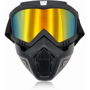 DEXIMRO Motorcycle Goggles, Windproof Dirt Bike Helmet Riding Goggles with Removable Face Mask, Motorcycle Accessories (Golden)