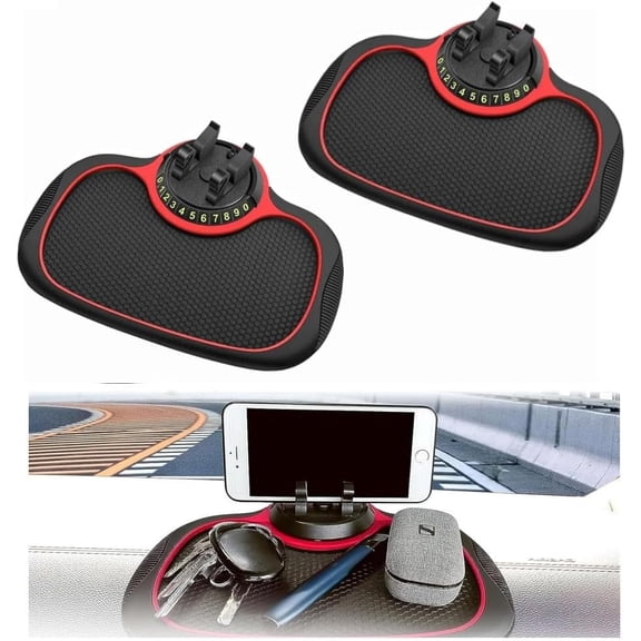 DEXIMRO Multifunction Car Anti-Slip Mat Auto Phone Holder, Car Phone Mount Silicone Car Pad Mat, Universal Multifunction Car Dashboard Mat with Phone Holder in Car, for Phones, Keys, Gadgets (2 PCS)