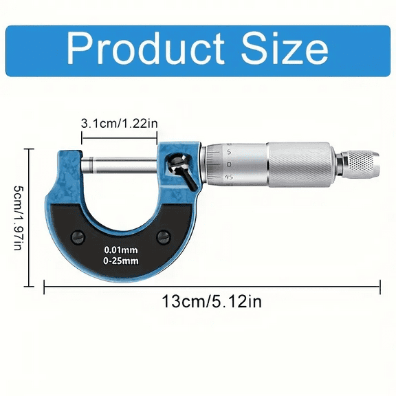 DEXIMRO Outside Micrometer Set, 0-25mm/0.01mm Accuracy, 3-Piece Machinist Tool Set, Alloy Precision Micrometer, Machinist Gauge with Ratchet Stop, Professional Thickness Caliper with Box