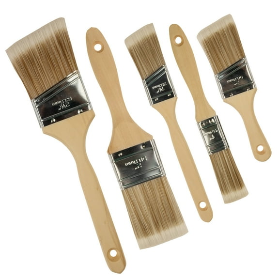 DEXIMRO Paint Brushes, 5-Piece, Paint Brush Set: Flat & Angle Brushes for Latex and Oil Paints, Stains, Interior & Exterior Home Improvement
