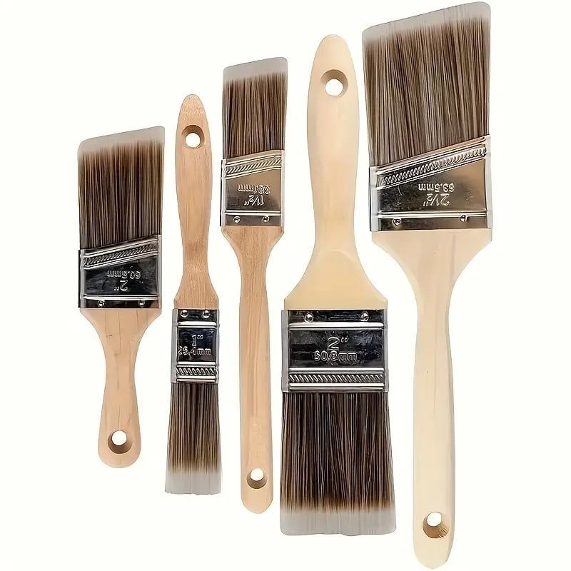 DEXIMRO Paint Brushes, 5-Piece, Paint Brush Set: Flat & Angle Brushes for Latex and Oil Paints, Stains, Interior & Exterior Home Improvement