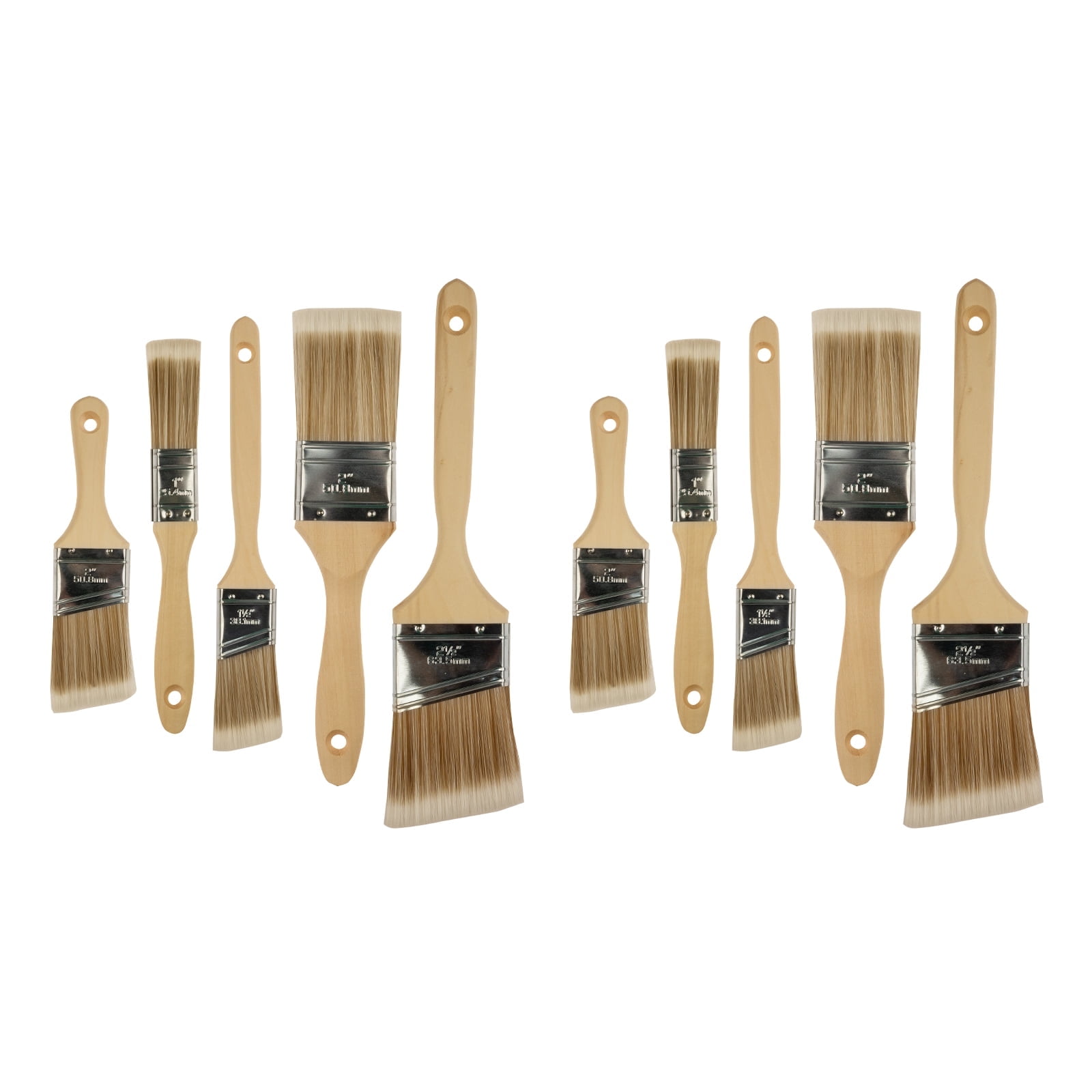 DEXIMRO Paint Brushes Set - 10 Pcs Flat & Angle Paintbrushes for Wall & Trim, Suitable for Oil & Water-Based Paints, Stains