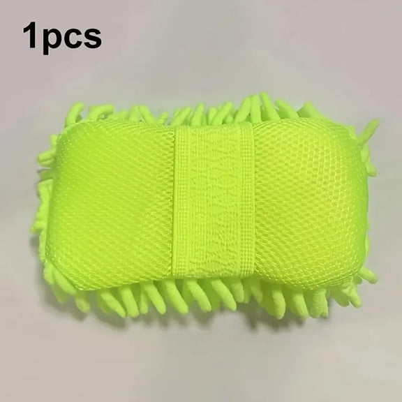 DEXIMRO Preference Microfiber Car Wash Sponge for Auto Detailing, RV, Boat, Motorcycle, Double-Sided with Chenille and Scour Scrubber, Scratch-Free, Lint-Free, Super Absorbent, Reusable