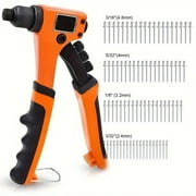 DEXIMRO Rivet Gun with 80Pcs Rivets, Manual Rivet Gun Kit with 4 Tool-Free Interchangeable Rivet Heads, BMC Case, Heavy Duty Single Hand Riveter for Plastic, Metal, Leather