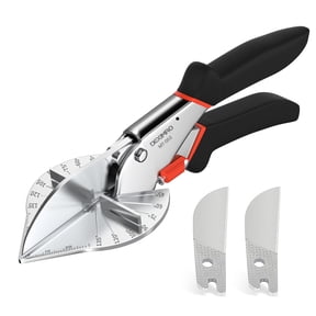 DEXIMRO Sharp Multi Angle Miter Shear Cutter, Adjustable at 45 To 135 Degree With Safety Lock Hand Tools for Cutting Plastic, PVC and Molding Trim Including 2 Spare Blades (Black)