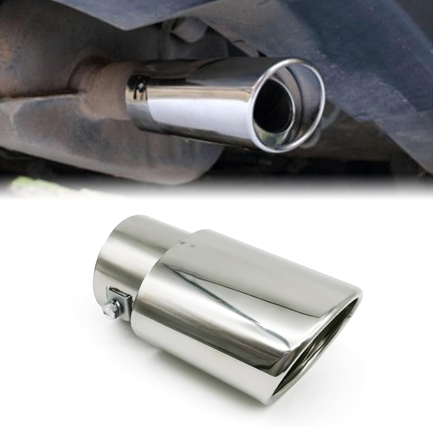 1PC 2.5 Inlet Car Auto Exhaust Muffler Tip Pipe Stainless Steel Chrome Trim Rear Tail Throat for Most - 201355758