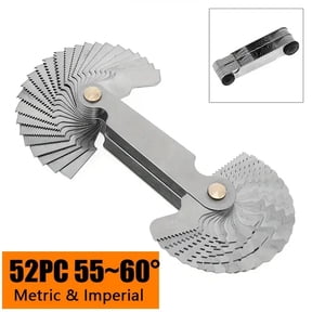 DEXIMRO Thread Pitch Gauges Measure Tool Set,Stainless Steel Thread Gauges, Metric & Imperial Screw Gauge 55 Degree & Metrisch 60 Degree Thread Pitch Gauge for Industrial Measurement(52pc)