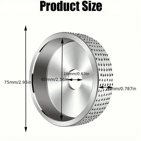 DEXIMRO Wood carving grinding disc, grinding machine shaping disc, 16mm aperture woodworking tungsten steel grinding wheel carving grinding disc for grinding carving shaping (arc, silver)