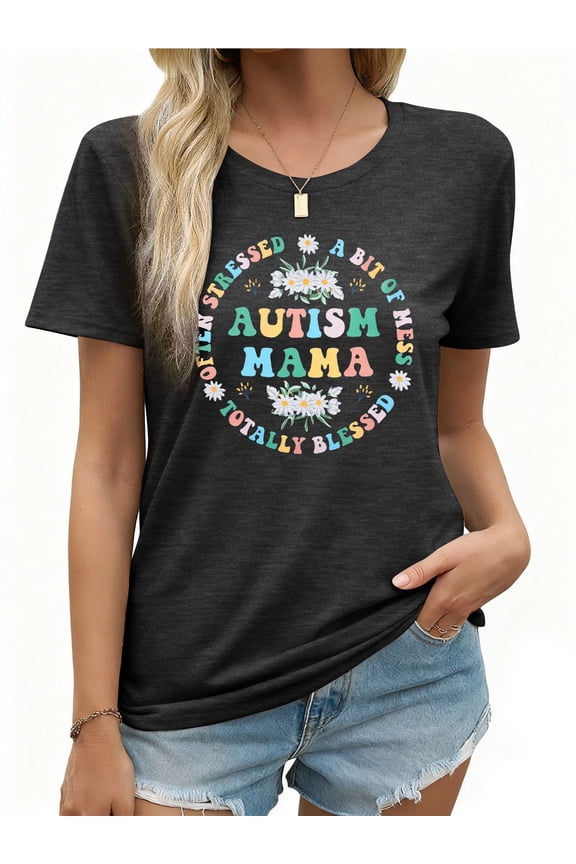 Autism Mama Shirt Women Be Kind Autism Awareness Shirt Mental Health Tees Inspirational Short Sleeve Tee Tops