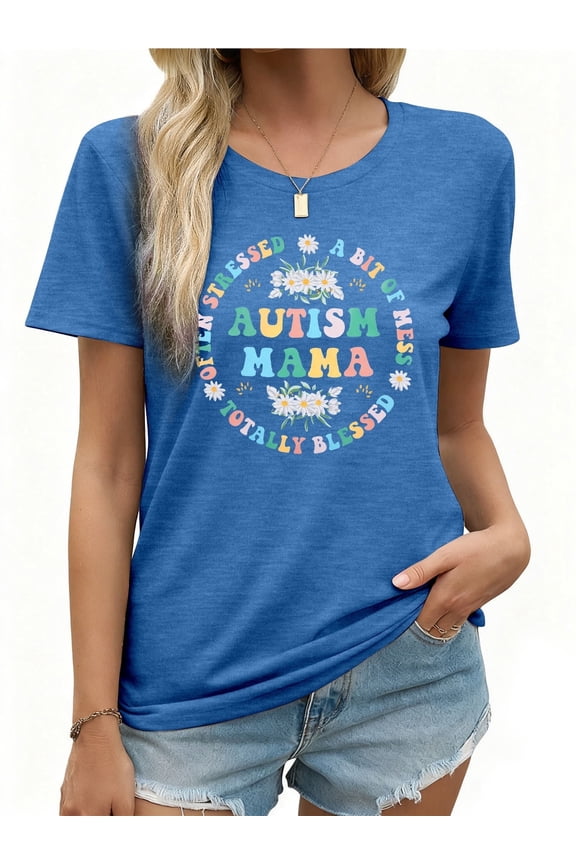 Autism Mama Shirt Women Be Kind Autism Awareness Shirt Mental Health Tees Inspirational Short Sleeve Tee Tops