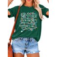 thumbnail image 1 of DEXIO Christmas Shirts for Women Funny Letter Graphic Print T-shirt Casual Short Sleeve Tops Green M, 1 of 9
