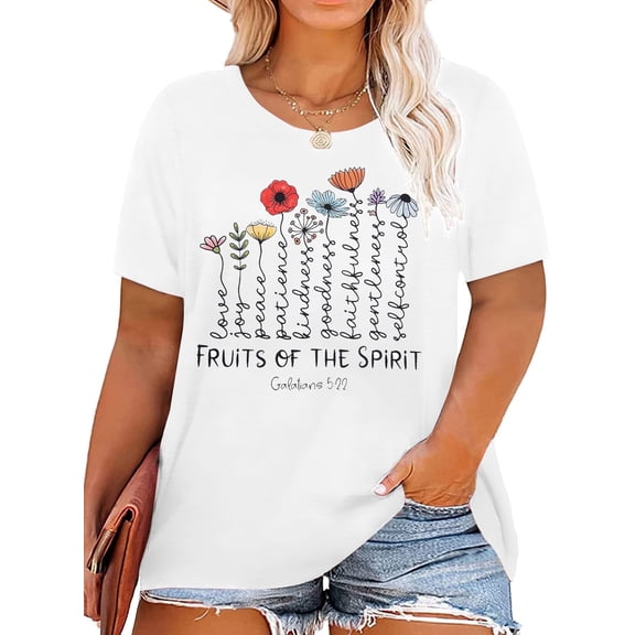 DEXIO Plus Size Christian Shirts for Women God Shirt Jesus Religious Faith Tshirts Bible Verse Top Inspirational Graphic Tee,2X