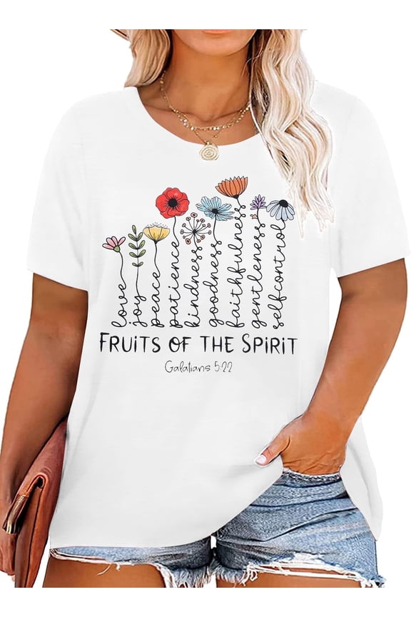 Plus Size Christian Shirts for Women God Shirt Jesus Religious Faith Tshirts Bible Verse Top Inspirational Graphic Tee,1X