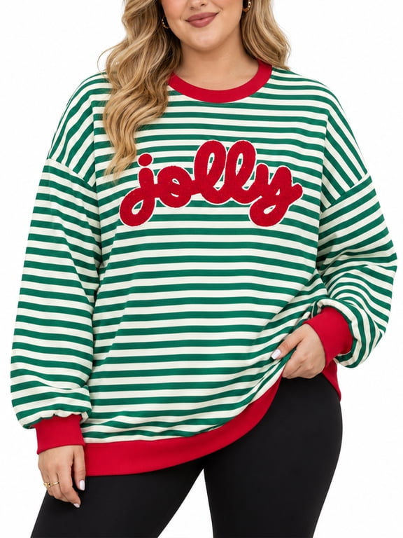 Plus Size Christmas Sweatshirts for Women Cute Christmas Tree Graphic Long Sleeve Shirt Xmas Holiday Party Pullover Blouse,5X