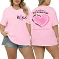 thumbnail image 1 of DEXIO Plus Size Pink Ribbon Shirts Breast Cancer Awareness Gifts Red Heart I Wear Pink Short Sleeve T Shirt Tops Tees,1X, 1 of 7