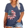 thumbnail image 1 of DEXIO Plus Size Women American Flag Shirt 4th of July Patriotic V Neck T Shirts American Flag Sunflower Graphic Tee Tops,5X, 1 of 5