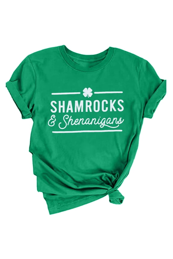 St. Patrick's Day T-Shirt Women Lucky Shamrock Tee St Pattys Day Irish Tshirt Clover Graphic Short Sleeve Top