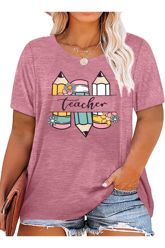 Women Plus Size Tops Teacher Shirt Women Teach Them to Be Kind T Shirt Teach Kindness Shirt Women Teach Tshirt Cute Teacher Life Short Sleeve Tee Tops,2X