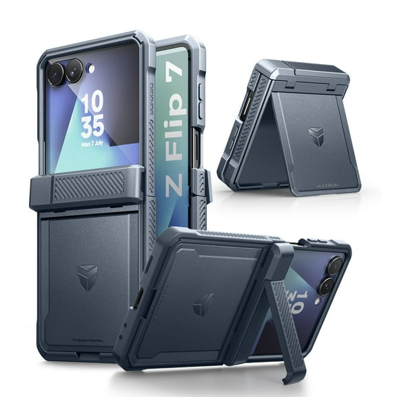 DEXNOR for Samsung Galaxy Z Flip 7 Case with Dual Kickstands & Auto-close Hinge Protection & Screen Protector, Full-body Rugged Shockproof Protective Cover Bumper Cases for Samsung Z Flip 7,Blue