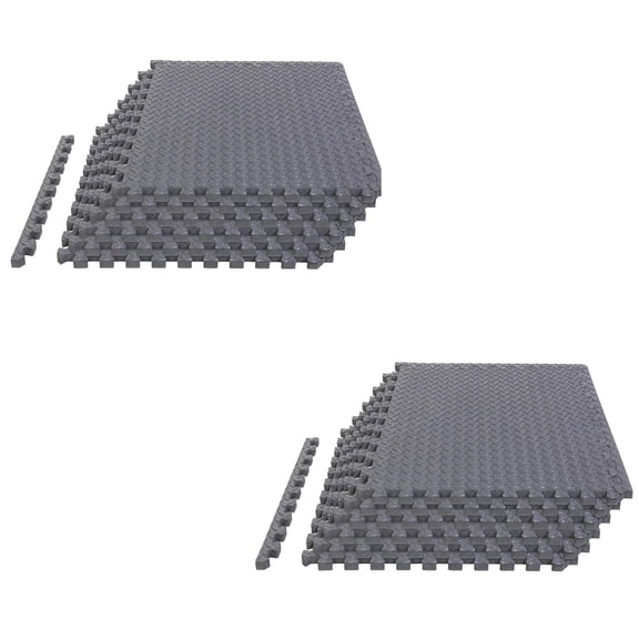 DEXS 24 Thick Floor Exercise Mat for Home Gym or Floor Padding - High-Density EVA Interlocking Foam Floor Tiles for Gym Equipment, Play Area | Yoga, Cardio, Weights,Grey