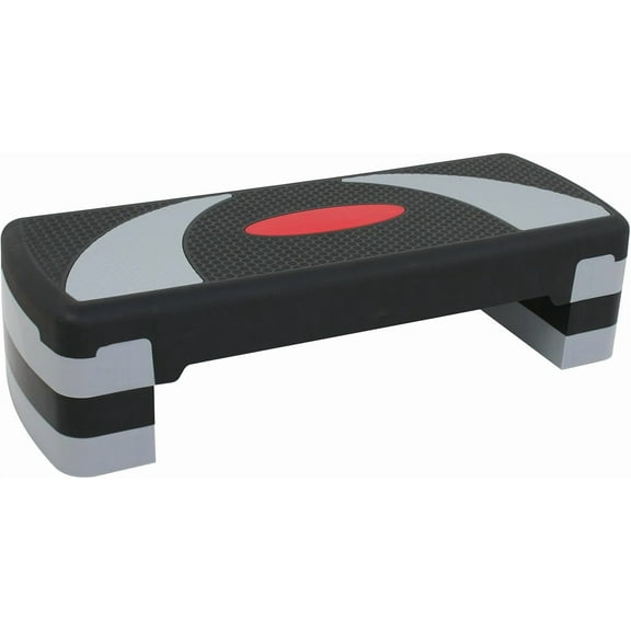 DEXS 31 Inch Aerobic Step Platform Adjustable Height with Stable Risers Non-Slip Surface for Home Gym Cardio Workout Training.black-grey